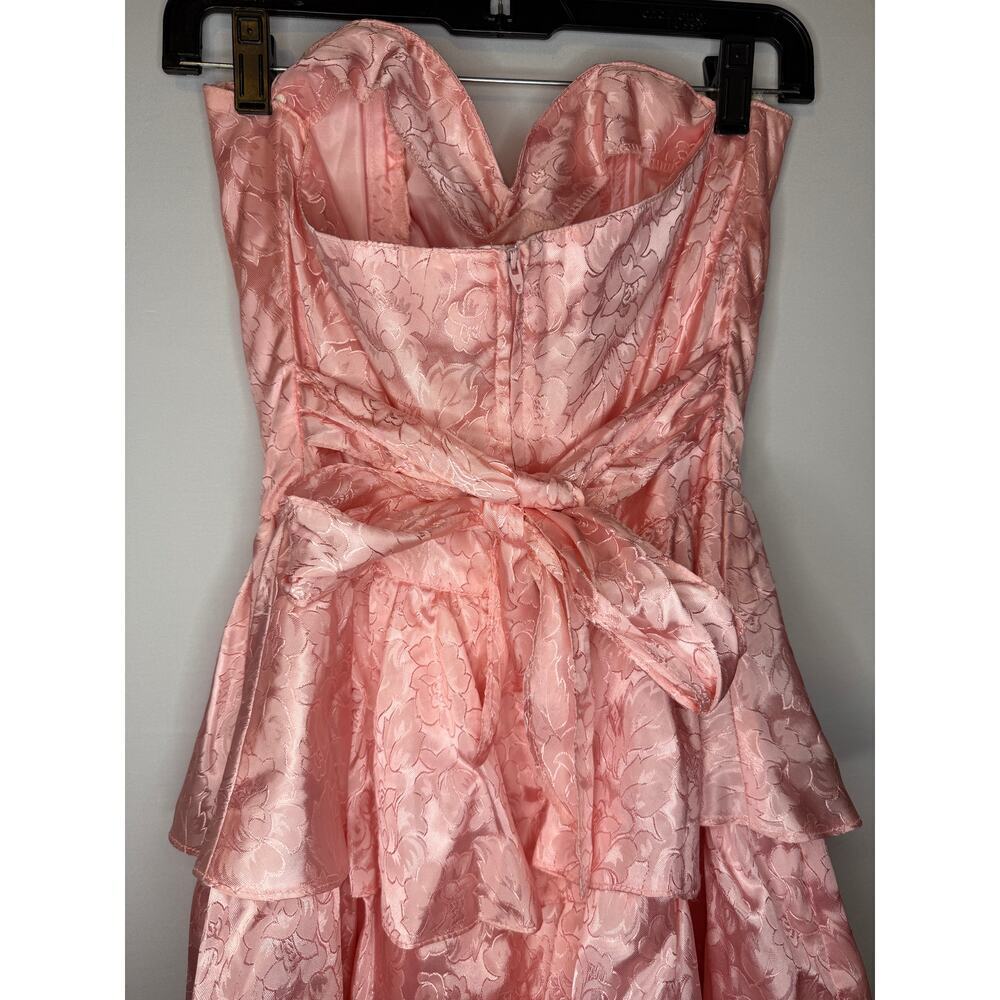 Vintage 80's Steppin Out Pink Floral Tiered Strapless Mini Cocktail Dress - Picture 7 of 12